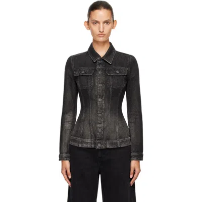 Diesel Black Fitted Dirty-effect Denim Trucker Jacket In Multi