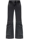 Diesel Flared Distressed Trousers Zip Pockets