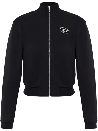 DIESEL BLACK FRONT ZIPPED SWEATSHIRT