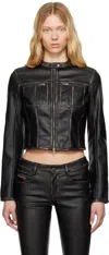 Diesel Leather Cropped Jacket Zip Pockets In 900