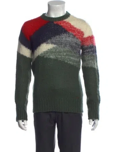 Pre-owned Diesel Black Gold Colorblock Pattern Crew Neck Pullover In Green
