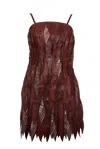Diesel Black Gold Lasercut Leather Dress In Burgundy