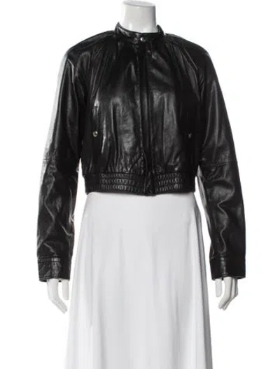 Pre-owned Diesel Black Gold Leather Bomber Jacket In Black