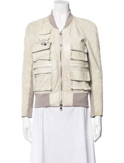 Pre-owned Diesel Black Gold Leather Bomber Jacket In Neutral