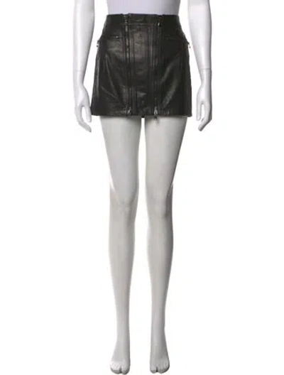 Pre-owned Diesel Black Gold Leather Mini Skirt In Grey