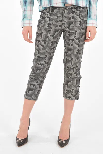 Diesel Black Gold Mid-rise Waist Pacquard Capri Pants In Grey