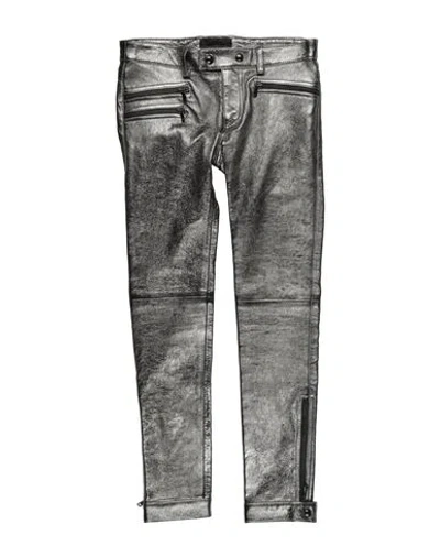 Diesel Black Gold Woman Pants Grey Size 12 Lambskin In Gray