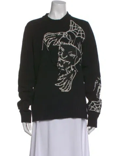 Pre-owned Diesel Black Gold Wool Graphic Print Sweater In Black