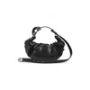 Diesel Grab-d S-small Scrunched Hobo Bag In Shiny Pu In Black