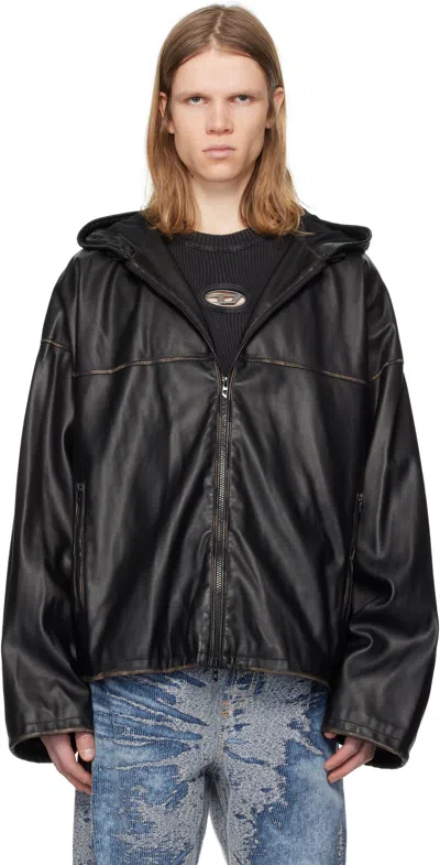 Diesel Black J-antil Faux-leather Jacket In 900