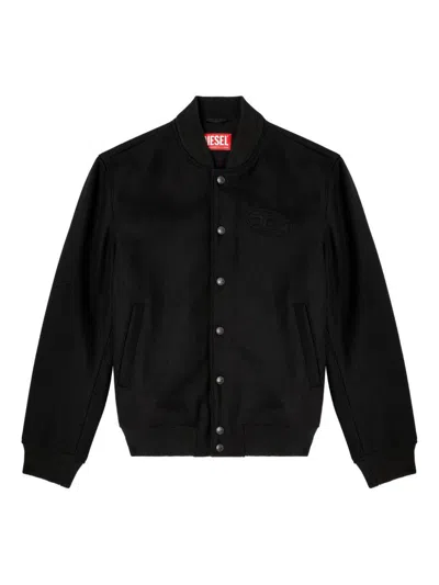Diesel Bomber Jacket With Embroidered Logo In Black