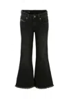 Diesel Black Jeans For Girl With Logo Patch In Black
