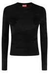 Diesel Black Knit Sweater With Central D Logo In Black