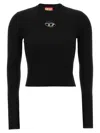 Diesel M-anchor-a Cropped Denim Sweatshirt With Cut-out Detail In Black