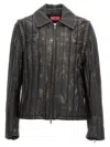 Diesel Albert Distressed Leather Moto Jacket In Black