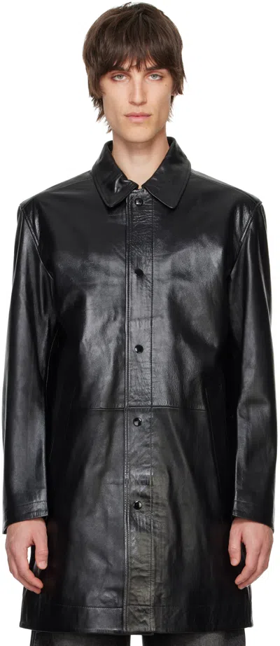 Diesel Black L-cordier Leather Jacket In 9xx