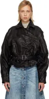 Diesel Black L-oys Leather Bomber Jacket