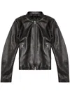 Diesel Black Lambskin Mock Neck Jacket