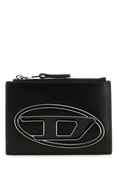 Diesel Black Leather 1dr Card Holder