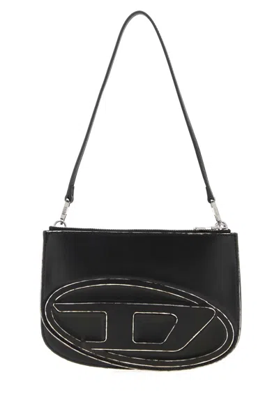 DIESEL BLACK LEATHER 1DR SHOULDER BAG