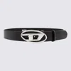 Diesel Black Belt With Oval D Logo Buckle Closure In Leather Man In Black