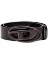 Diesel Black Leather Belt With Logo Buckle In Brown