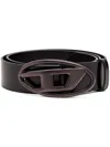 Diesel Black Leather Belt With Logo Buckle In Brown
