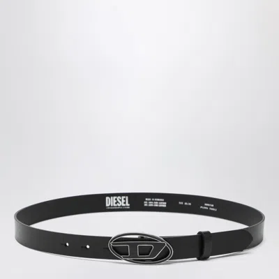 DIESEL DIESEL BLACK LEATHER BELT WITH OVAL D BUCKLE
