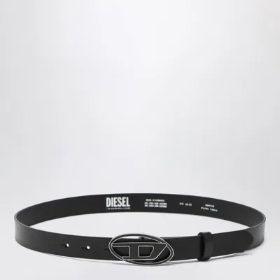 DIESEL DIESEL  BLACK LEATHER BELT WITH OVAL D BUCKLE