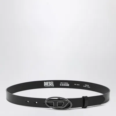 Diesel Black Leather Belt With Oval D Buckle Women