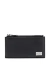 Diesel Black Leather Card Holder With Logo In Black
