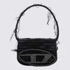 Diesel Black Leather D Shoulder Bag In Black