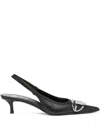 Diesel Venus Leather Slingback Pumps Kitten Heel In Black