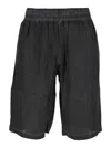 Diesel Leon Black Bermuda Pants With Elastic Waist And Two Rear Welt Pockets In Tech Fabric Man In Black