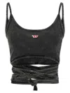 Diesel Womens 02a T-leya-tail Wrap-around Cotton-jersey Top In Black
