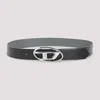 Diesel Reversible Logo Belt Adjustable Fit Metal Buckle In Black