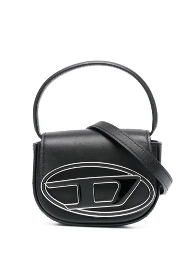 Diesel Black Logo Leather Mini Crossbody Bag