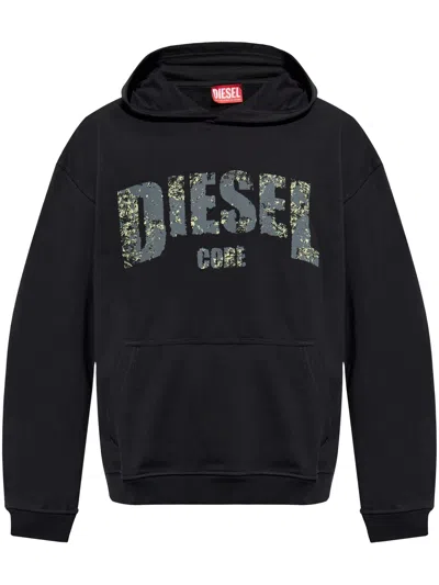 Diesel Black Logo Print Sweater With Pouch