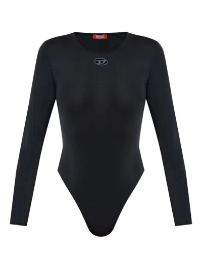 Diesel Fitted Long-sleeve Bodysuit With Cutout Detail In Blue