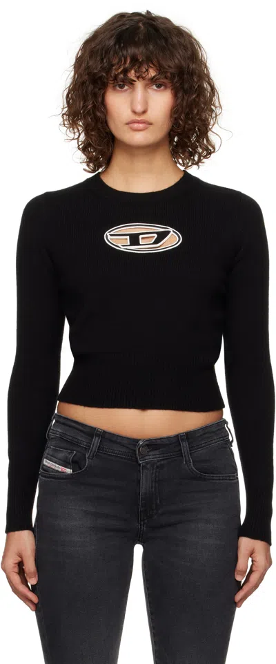 Diesel Jumper With Embroidered Cut-out Logo In Black