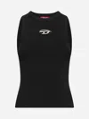 Diesel 'm-caddix' Black Top With Oval D Logo Plaque On The Front In Black