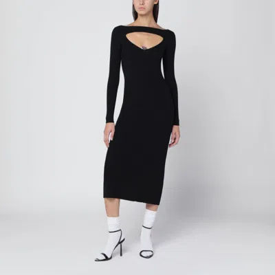 Diesel M-oloni Long Dress In Black Wool