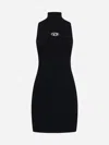 Diesel M-caddix Black Dress With Oval D Logo Plaque On The Front In Viscose Blend Woman