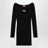 Diesel Black U Neck Dress With D-logo