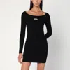 Diesel Black U Neck Dress With D-logo In Black