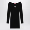 Diesel Black U Neck Dress With D-logo In Black