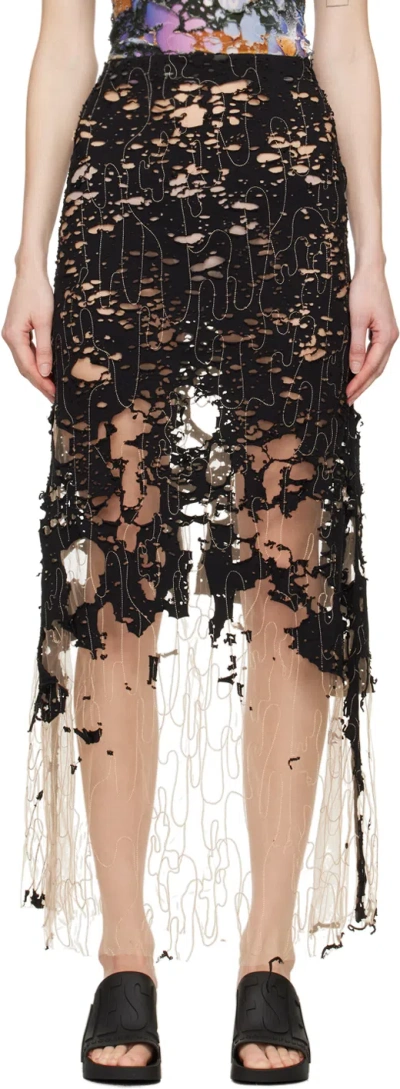 Diesel Cotton And Nylon Skirt With Ripped Effect In Black