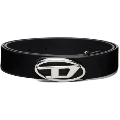 Diesel Black Oval D Logo Leather Belt In T8013