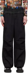 Diesel "gustaf" Layered Wide Leg Trousers In Black