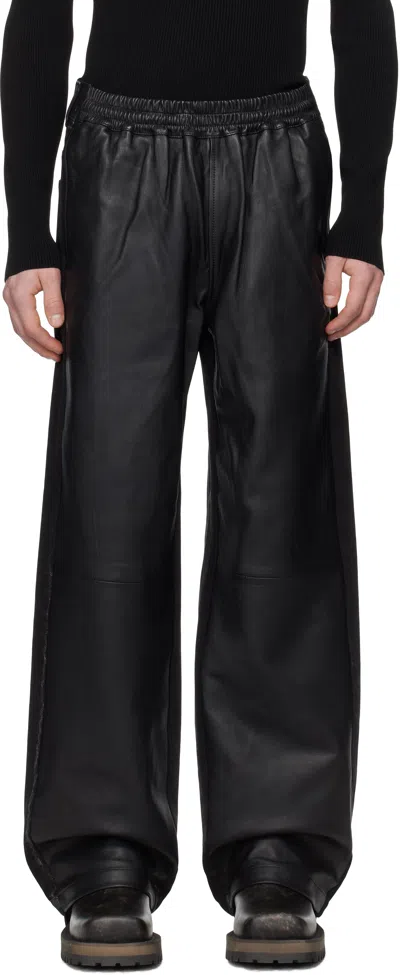 Diesel Black P-ochs Leather Pants In 9xx
